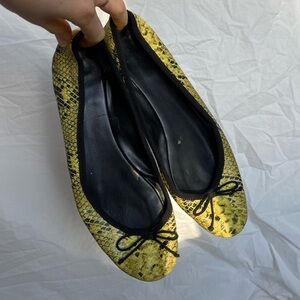 Yellow Snakeskin Ballet Flats